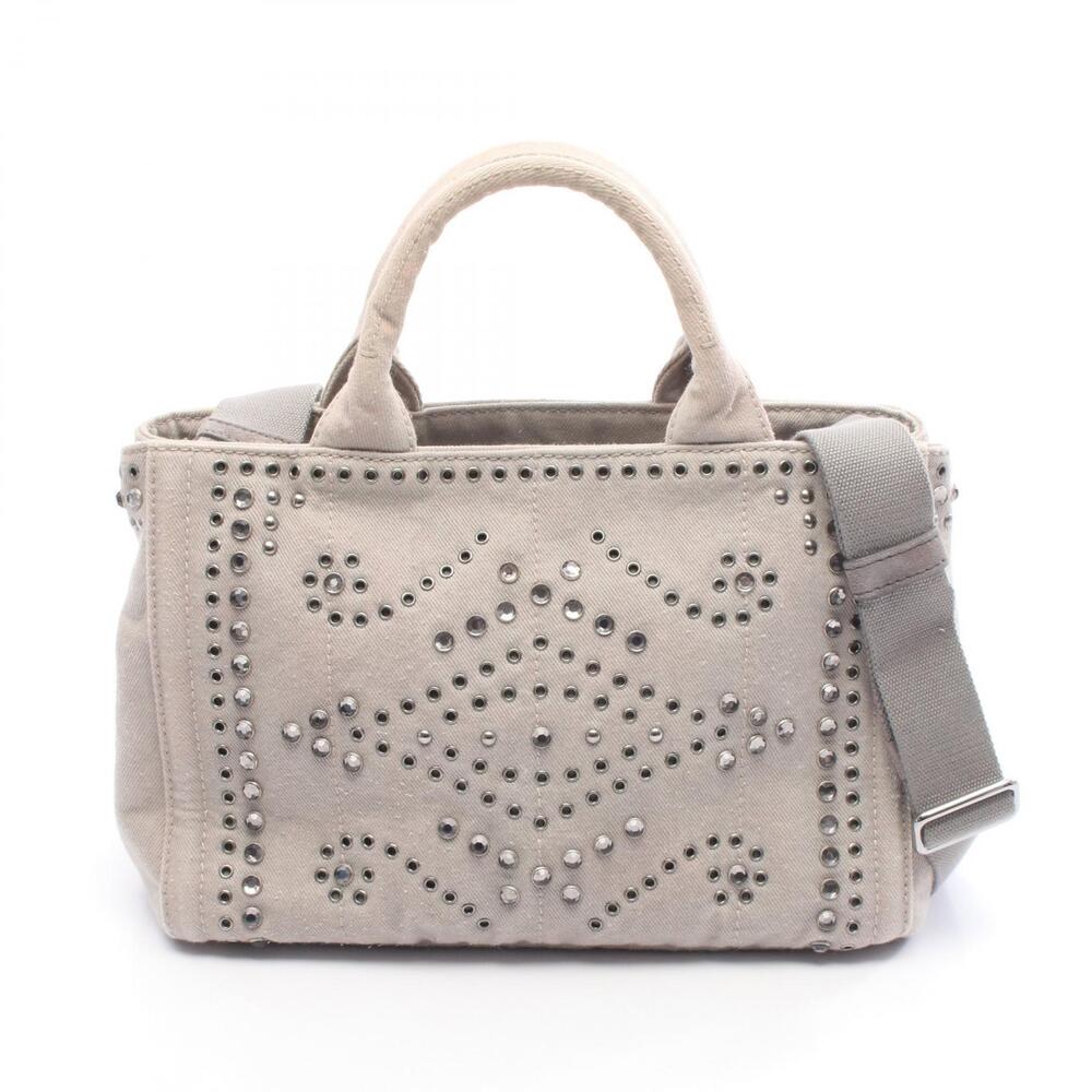Prada DENIM CANAPA Tote Bag Gray